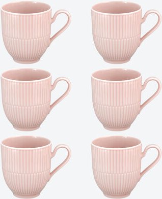Henkelbecher, 6 Stück, Rosé, 0,35 l, Porzellan, spülmaschinenfest, mikrowellengeeignet