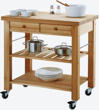 Landhaustisch mit 2 Weidenkörben, 90 x 60 cm, 48 kg, Abbildung ohne Körbe