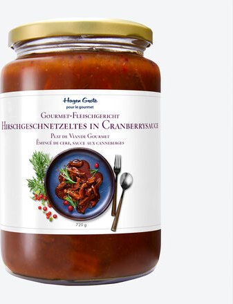 Thumbnail - Gourmet Fleischgericht Hirschgeschnetzeltes in Cranberrysauce, 720 g