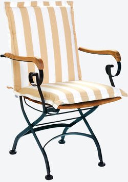 Stuhlauflage gestreift für Niedriglehner, 100 x 50 x 6 cm, Farbe: Beige/Weiß