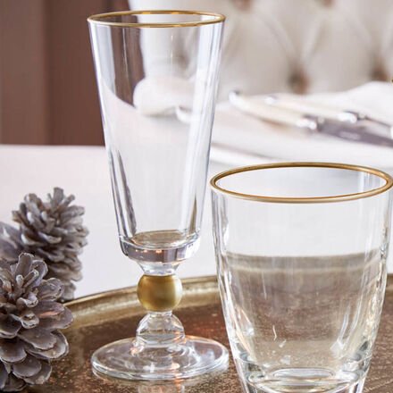 6er Set Sektgläser "Rubens", 230 ml, mit Goldrand