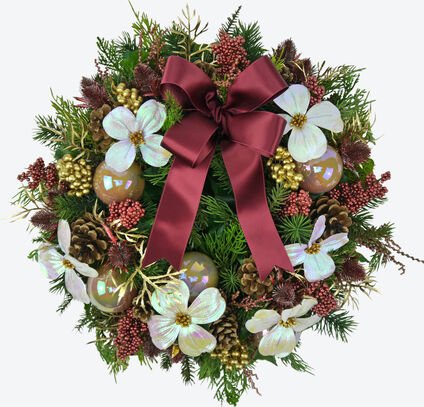 Julia Grote Weihnachtskranz "2025" - Hochwertiges textiles Gewebe und Kunstmaterial, Ø ca. 38 cm, handgebunden, limitier...