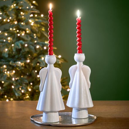 Kerzenständer - Engel-Figur, Glas, weiß, Ø/H ca. 29/34 cm, für Stabkerzen
