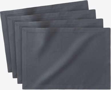 4er-Set Uni Outdoor-Tischsets, Grau, 35 x 50 cm, fleckabweisend, waschbar bei 40 °C