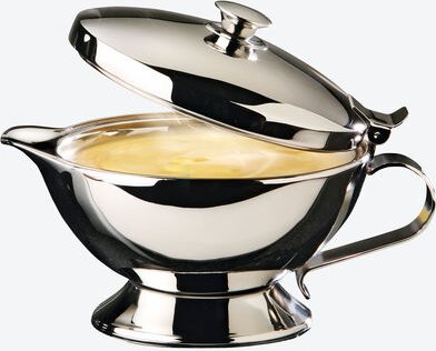 Thermosaucière doppelwandig - 0,4 l, Edelstahl, hält Saucen bis zu 1,5 h warm, isolierender Deckel, spülmaschinenfest, 1...