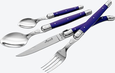 Klassisches Laguiole Besteck, 4-teilig, Blau