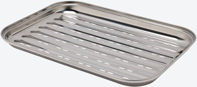 Edelstahl Grillschale - Wiederverwendbar, perforierter Boden, gleichmäßige Hitzeverteilung, spülmaschinenfest, 35 x 24,5...