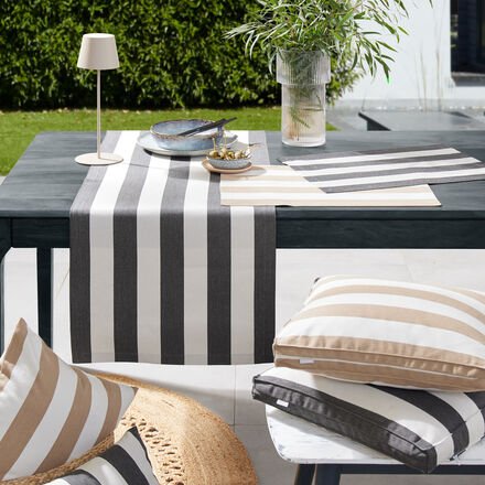 Outdoor-Tischläufer mit Blockstreifen 45 x 140 cm - Wasch- & lichtecht, fleckabweisend, strapazierfähig, Polyacryl, 270 ...