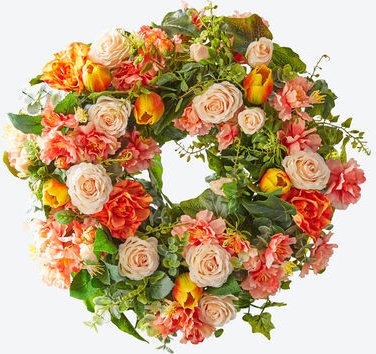 Julia Grote Rosenkranz Rosé-Orange, aus hochwertigem Textil- und Kunstmaterial, ca. Ø 38 cm