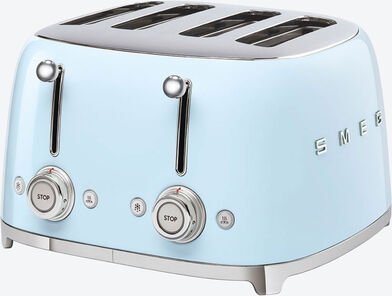 SMEG 4-Schlitz-Toaster - Retro 50's Style, Hellblau, 2.000 W, Kunststoff/Metallkorpus, 33 x 30 x 20 cm, rutschfeste Füße...