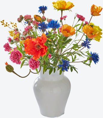 Julia Grote Blumenstrauß - Handgebunden mit Mohnblumen, Mimose & Nelke, pflegeleicht, für Wohn- oder Geschäftsräume, 55 ...