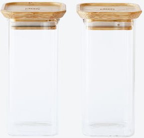 2er Set, Gewürzglas mit Bambus - Deckel, 320 ml, 6 x 6 x 13,5 cm
