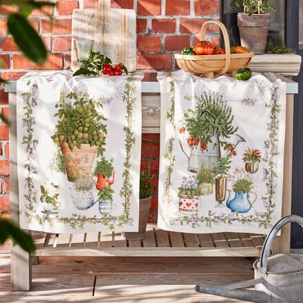 Tischläufer Kräutergarten, 45 x 170 cm, 100 % Leinen