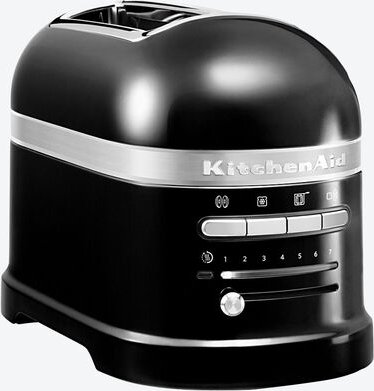 KitchenAid Toaster Artisan - Schwarz, Edelstahl, stufenloser Regler, Auftaufunktion, Sandwichzange, Krümelschublade, 220...