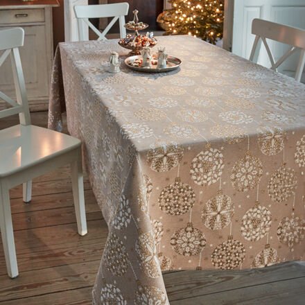 Tischdecke Christbaumkugeln, 140 x 140 cm, gold