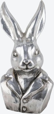 Deko Hase, Keramik, Silberfarben, 15 x 14 x 29 cm (B/T/H)