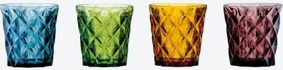 Trinkgläser Set 4-teilig - Bunt, durchgefärbtes Glas, 4 Farben, 300 ml, spülmaschinenfest, vielseitig verwendbar, Ø/H 8,...
