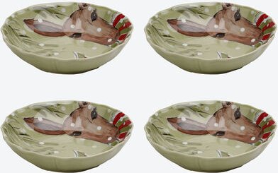 4er-Set Pastateller Lustige Hirsche, grün, Ø 23 cm, 1,19 l, 3 cm hoch