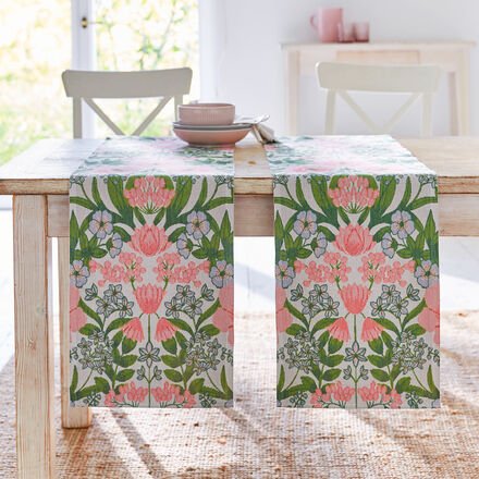 Tischläufer mit Blumenmotiv, 35 x 120 cm, 100 % Bio-Baumwolle, jacquardgewebt, Maschinenwäsche 40 °C