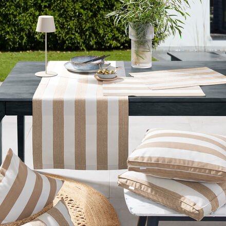 Outdoor-Tischläufer mit Blockstreifen 45 x 140 cm - Wasch- & lichtecht, fleckabweisend, strapazierfähig, Polyacryl, 270 ...
