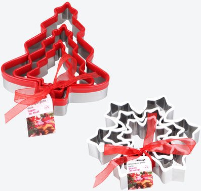 Ausstechformen-Set 6-tlg. - Klassische Weihnachtsmotive, Metall mit Silikonrand, 2 Motive in je 3 Größen