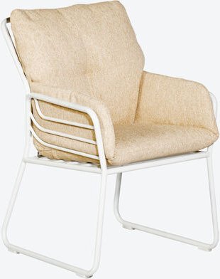 Outdoor-Gartenstuhl 60x62x92 cm - Alu-Gestell weiß, ergonomisch mit Armlehnen & Polster sand - UV-beständig, schnelltroc...