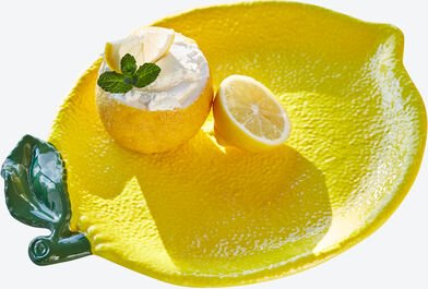 2er-Set Keramik-Teller - Zitronen-Design, handbemalt, dekorativ, 30,5 x 23,5 cm, charmantes Geschenk für Italienliebhabe...