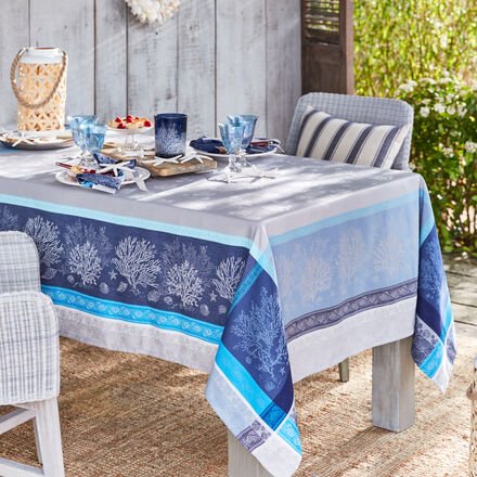 Tischdecke Ozean, blau, 160 x 200 cm, mit Beschichtung