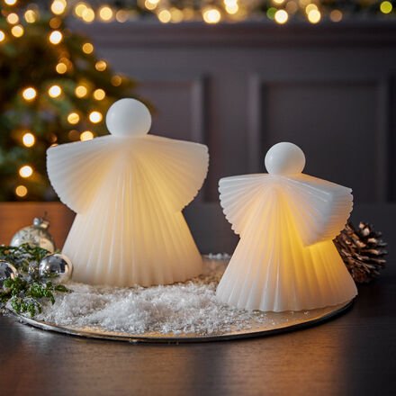 LED-Engel Wachs, Creme, 13 x 15 cm