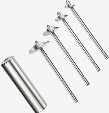 Gemüseaushöhler Edelstahl - 4 Aufsätze, spiralisieren & aushöhlen, spülmaschinenfest, Rezeptheft, Aufbewahrungsbox, für ...