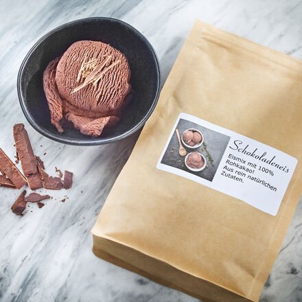 Eismischung Schokolade, 300 g, für ca. 1.200 ml fertiges Eis, ohne Farb- und Konservierungsstoffe Bio: DE-ÖKO-037