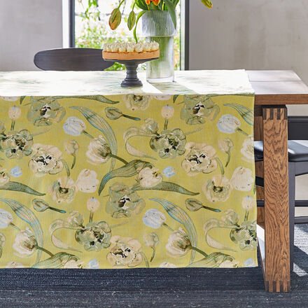 Tischdecke mit Aquarell-Blütenmuster 150 x 250 cm - Jaquardgewebt, Pastellfarben, 60% Polyester, 40% Baumwolle, Maschine...