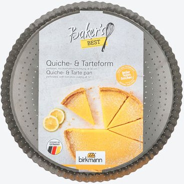 Birkmann Tarteform mit Hebeboden - Karbonstahl, Ø ca. 30 cm, perforierter Boden, Quicheform