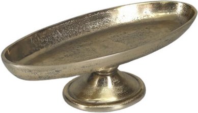 Schale oval - Aluminium goldfarben, Standfuß, B/T/H ca. 38/15/11 cm