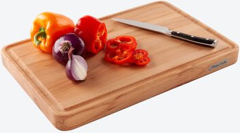 Hagen Grote Arbeitsplatte Größe L - FSC-zertifiziertes Buchenholz, 50 x 32,5 x 4 cm, mit Saftrille, messerschonend, anti...