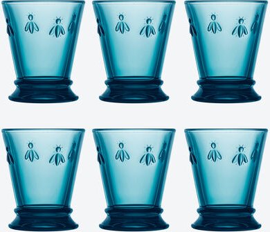 Wassergläser Biene, 6 Stück, 270 ml, 10 cm hoch, Dunkelblau