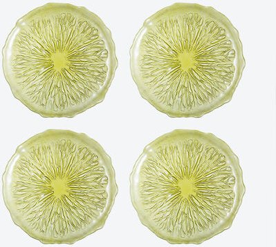 Glasteller Obst, Grün , Ø 28 cm, 4 Stück