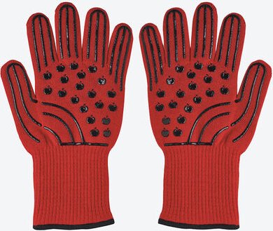 Hitzeschutz Handschuh 2er Set - feuerfest, flexibel, rutschfest - für Grill & Ofen, Einheitsgröße, waschbar, 32,5 cm lan...