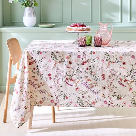 Sander Tischdecke 130/170 cm - Matelassé-Gewebe, floraler Digitaldruck, 100 % Baumwolle, pflegeleicht, langlebig, maschi...