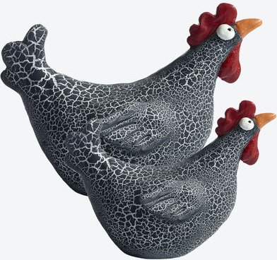 Dekohühner-2er Set: groß und klein, schwarz