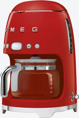 Smeg Filter-Kaffeemaschine - Rot, 1,4 l, 10 Tassen, Aromawahl, Autostart, Warmhaltefunktion, Retro-Design, 1.050W, 25 x ...
