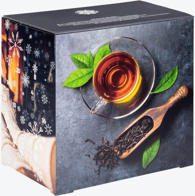 Corasol Premium Schwarz-Tee-Adventskalender 180 g - 24 Sorten aus aller Welt, portioniert für 2 Tassen, mit Booklet & Te...