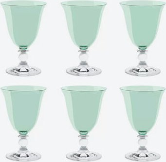 6er-Set Kristallglas Kelche, klein, grün, 14 cm hoch, 190 ml