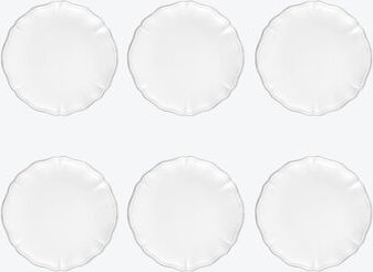 6er-Set Steingut-Dessertteller Ø 21 cm - Weiß, handgefertigt aus Portugal, hitzebeständig bis 250 °C, mikrowellengeeigne...