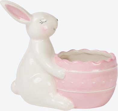 Osterhase mit Schale, handbemalt, 18 x 10 x 16 cm