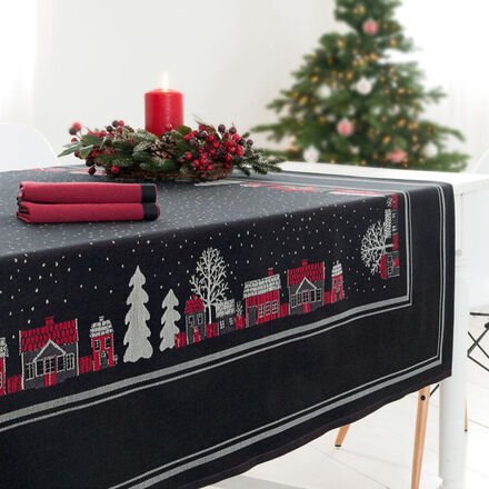 Julstad Tischtuch 145x145cm, SCHWARZ