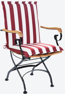 Stuhlauflage gestreift für Niedriglehner, 100 x 50 x 6 cm, Farbe: Bordeaux/Weiß