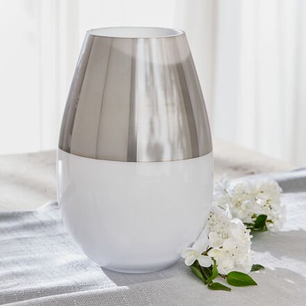 Glasvase Ø 18 H 26 cm - Mundgeblasen aus Opalglas, klassische Form, ca. 1kg, dekorativer Blickfang