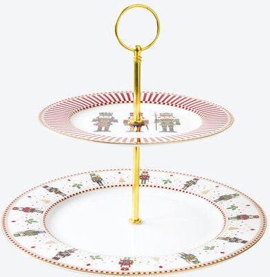 Etagere Nussknacker, ø 27 und ø 19 cm, 24 cm hoch, Porzellan