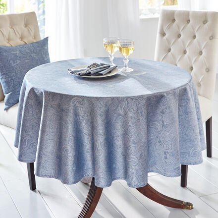 Tischdecke Jaquard Classic, Ø 170 cm, Farbe: blau, mit Fleckschutz